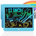 TEKFUN 12inch LCD Writing Tablet for Kids Adults, Erasable Drawing Tablet with Stylus Lanyard Writing Tablet for Office, Education Toys Birthday for 3 4 5 6 7 Girls Boys (Blue)