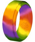 Knot Theory Rainbow Silicone Ring for Men - Pride LGBTQ Multicolour Ring, Size 10, Step Edge Breathable Durable Comfort Fit 8mm Bandwidth