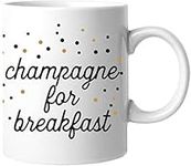 Champagne for Breakfast White Novelty Coffee Mugs Ceramic Tea Cup 11 Oz Mug,Birthday Mug,Gifts for Mom,for Dad,for Girls