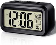 ECSTASY Day & Night Visible Digital Time + Calendar +Temperature+ Alarm Table Clock (Black)