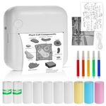 LINGSFIRE Mini Portable Printer, Inkless Printer Mini Thermal Printer with 10 Roll Papers and 5 Pens Smart Mini Pocket Printer for Photo Notes Memo Journal Gifts for Students