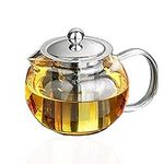 Lead-Free Thickened Glass Teapot Kettle – Removable Stainless Steel Infuser – Great ForBlooming and Loose Leaf Tea Brewer, Thickened (33oz / 950mm)