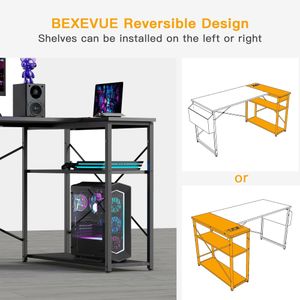 BEXEVUE L-Shaped Gaming Desk – Black Corner Computer Table