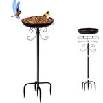 Freestanding Outdoor Bird Bath Feeder, 35 * 12 inch Vintage Metal Stake Birdbaths with 5-Pronged Base, Lightweight Detachable Bowl for Garden Patio Yard Lawn Decor (Antique Bronze)