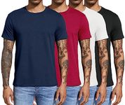 Boyzn Men's 4 Pack Cotton T-Shirts, Men's Short Sleeve Tees, Crewneck Cotton T-Shirts for Men Black/White/Navy/Red-4P01-3XL