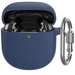 AHASTYLE Silicone Case Compatible with Bose QuietComfort Ultra Earbuds (2023)/Earbuds II (2022)[Front LED Visible] [Added Metal Carabiner] (Deep Blue)