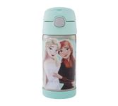 Thermos - Frozen Water Bottle (355ml) - BPA Free, Stainless Steel, Spill Proof, Pop-Up Straw, Disney Kids Flask with Personalised Name Labels & Carry Handle for 12-Hour Cold Drinks