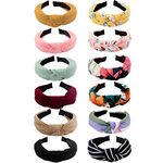 VELSCRUN 12 Pcs Knotted Headbands For Women Wide Headbands Knot Turban Headband Hair Band Elastic Hair Accessories For Women,Multi