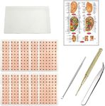 Multi-Condition Ear Seeds Acupuncture Kit Multi-Condition Facial Reflexology Tools，Ear Press Seeds 600Pcs ，Acupuncture Pen Ear Chart