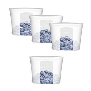 Annaklin Reusable Snack Bags, 4 Pack, Stand Up 100% Silicone Reusable Storage Bag, Ziplock Silicone Food Storage Containers Snack Size, Freezer Microwave Oven Dishwasher Safe, Translucent, 16oz