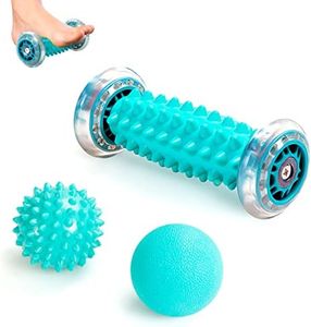 KINGTLE Foot Massage Roller Kit 3 Pcs for Plantar Fasciitis Relief, Muscle Massage Roller and Balls for Circulation and Foot Pain