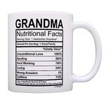 Mothers Day Gifts for Grandma Nutritional Facts Label Funny Gifts for Grandma Gag Gift Coffee Mug Tea Cup White