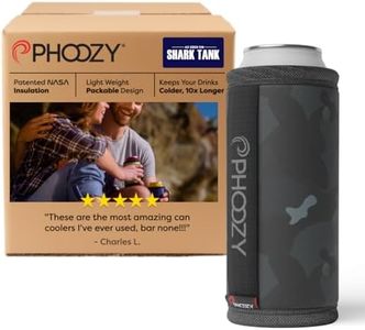 PHOOZY Insulated Can Cooler for Slim 12 oz Cans - Patented Drink Sleeve with NASA-Inspired Technology - Keeps Beer, Soda & Sparkling Water Cold Longer - Lightweight Outdoor Can Holder - Black Camo