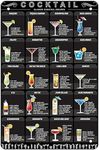 Cocktail Menu Retro Vintage Bar Metal Tin Sign Poster Ptyle Wall Art Pub Bar Decor 12x8 inches(COCKTAIL)