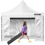 VEVOR Pop Up Canopy Tent, 10x10 ft Outdoor Canopy with Removable Sidewalls and Wheeled Bag, Instant Portable Shelter, UV-Resistant Waterproof Gazebo Patio Tents for Parties, Camping, Commercial, White