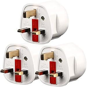 UYUYong 3 Pcs Adaptador de Enchufe de Europeo a UK Certificación CE 2-Pin Europa a 3-Pin Reino Unido Adaptador Enchufe Viaje Europeo a UK Tipo G para for Irlanda Escocia Bretaña Maldivas
