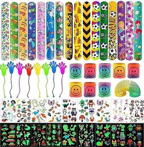 Assortiment Jouets ,Anniversaire Faveurs Jouets Pinata Anniversaire Recompense Cadeau pour Enfants, Slap Bracelets/Tatouage Enfant/ Spirales à ressorts