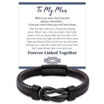 GBTBYS To My Man Bracelet, Gifts for Husband Boyfriend Fiance, Inspirational Leather Wristband Bracelet, Valentines Anniversary Birthday Gift for Him Brown