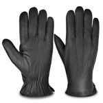 SURAWIL Mens Leather Gloves Touchscreen, Genuine Leather Winter Fleece Lined Gloves For Men SUM05-CA,Black,XXL