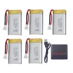 Fytoo 1pcs 5 in1 Lipo Battery Charger & 5Pcs 3.7V 600mAh Battery for Syma X5C X5C-1 X5 X5SC X5SW H5C V931 S5C S5W SS40 FQ36 T32 T5W H42 CW4 Aircraft Helicopter Accessories