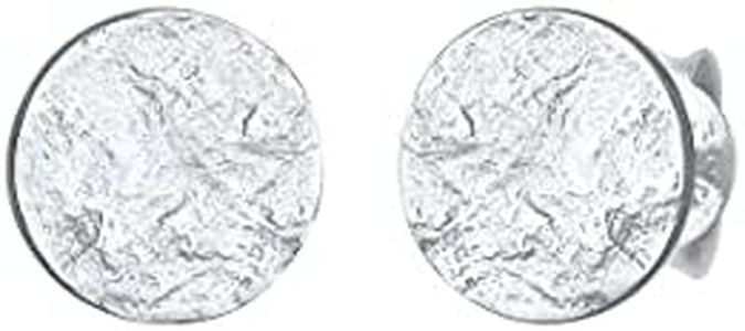 Elli Pendientes Mujeres Pendientes de Botón Placa Martillado Tendencia Antigua en Plata de Ley 925