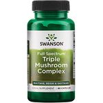 Swanson, Full Spectrum Triple Mushroom Complex, Maitake Reishi Shiitake, 60 Capsules, Soy Free, Gluten Free, Non-GMO