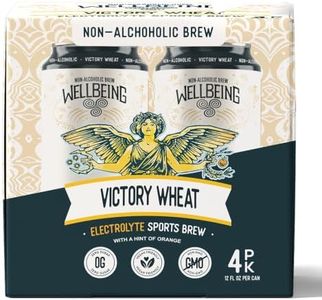 WellBeing Brewing Victory Wheat Non-Alcoholic Beer with Electrolytes and Vitamins, Citrus Wheat NA Ale, Low Calorie, Vegan, Non-GMO, From St. Louis, 12 fl oz Cans, 4 Pack