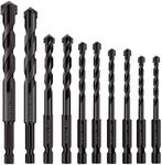 【New Type】 10pcs Black Concrete Drill Bit Set, Mgtgbao Tile Drill Bits Carbide Tip for Glass, Brick, Tile, Concrete, Plastic,Ceramic and Wood with Size(4-12mm)