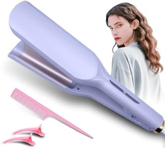 Großcat Planchas rizadoras, Rizador de Pelo 32MM, ondas profundas, ondas al agua, ondas sirena, moldeador de ondas, rizador francés para pelo largo/corto, rizadores de temperatura regulable (morado)