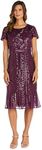 R&M Richards Sequin Lace Split Flutter Sleeve Formal Dress - Plum / 6