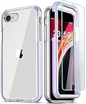 COOLQO Compatible for iPhone 8 /iPhone 7 /iPhone 6S/6 Case, with 2 x Tempered Glass Screen Protector Clear 360 Full Body Coverage Hard PC + Silicone TPU 3in1 Shockproof Phone Protective Cover Purple