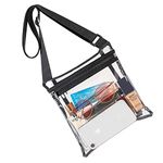 Clear Bag Stadium Approved Clear Crossbody Purse Bag with Inner Pocket Zip Shoulder Bag for Women Men Concert (Black)