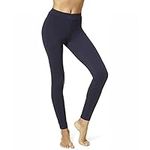 HUE Women's Wide Waistband Blackout Cotton Leggings, Assorted, Navy, 2X