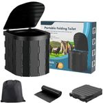 Portable Toilets for Adults Collapsible, Lightweight Camping Toilet, Extra Tall Emergency Toilet for Car, Travel Toilet with Trash Bag with Foldable Toilet with Lid, Carry Bag (20 Cleaning Bags)