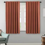 H.VERSAILTEX Blackout Curtains Thermal Insulated Window Treatment Panels Room Darkening Blackout Drapes for Living Room Back Tab/Rod Pocket Bedroom Draperies, 52 x 63 Inch, Orange, 2 Panels