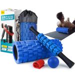 Krightlink 5 in 1 Foam Roller Set for Deep Tissue Muscle Massage, High Density Trigger Point Fitness Patented Exercise Foam Roller, Massage Roller, Massage Ball, Resistance Band, for Whole Body