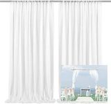 EMART White Backdrop Curtains, 3 X 3m /10 X 10ft Tulle Chiffon Fabric Drape for Parties Wedding Stage Decoration, Soft Smooth Background Cloth for Baby Shower Photography Birthday Photo Photoshoot