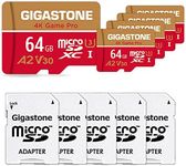 Gigastone 64GB 5-Pack Micro SD Card, Professional, A2 V30 Video Recording, Nintendo Switch Compatible R/W up to 95/35MB/s, Micro SDXC UHS-I Class 10