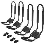KUJIBGY 2 Pairs Kayak Roof Racks,Heavy Duty Kayak Rack 4 Pcs Roof Rack Tie Down Straps J Bar Kayak Rack Easy to Mount J-bar Style Carriers for Easy Travel with Kayaks Canoes and Surfboards for Cars