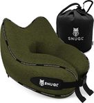 SNUGL Neck Travel Pillow - Memory Foam Airplane Pillow - Flight Pillow | Neck Support Travel Pillow with Carry Bag & Clip | Neck Pillows for Sleeping Travel Plane | Flying Travel Essentials - O.Green