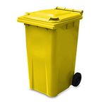 240 Litre Wheelie Bin - Yellow (Standard Household Size) Typically Used For Chemical Waste - EN 840 standard, 590 (w) x 760 (d) x 1190 (h) mm