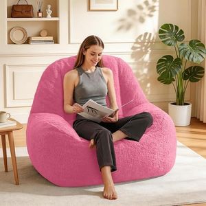 Homguava Bean Bag Chairs for Adults,Giant Beanbag Couch Adult Bean Bag Chair with Filler Included,Modern Lazy Sofa Comfy Chair for Living Room(Pink)