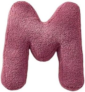 huraty Soft Initial Letter Pillow Lambs Wool Alphabet M Cushion Accent Pillow Kids Room Nursey Home Decorations (M, 14.9" Lx11.8 W)