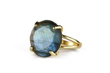 Fine 14k Gold Rings for Women - Round Labradorite Ring with 14K Gold-filled Band - Lovely Handmade Statement Stone Ring - Engraving Available - with Box