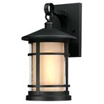 Westinghouse 6312400 Albright One-Light Outdoor Medium Wall Lantern, Textured Black Finish with Amber Frosted and Clear Seeded Glass