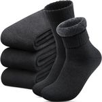 Reamphy Thermal Socks for Men 7-13, Thick Winter Socks Mens, Soft Chunky Warm Classic Pure Hiking Walking Boot Crew Socks, 3 Pairs