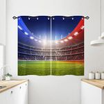 ANHOPE Football Field Curtains Eyelet 80% Blackout Room Darkening Curtains with Sports Soccer Stadium Print Pattern Light Blocking Window Drapes for Boys Bedroom Living Room 28 x 54 Inch Drop 2 Panels