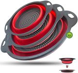 Collapsible Colander Set - Walfos Silicone Folding Strainers Set of 3, Space-Saving Kitchen Strainers, 2 Quart, 3 Quart and 4 Quart, BPA Free ＆ Dishwasher Safe, for Pasta, Vegetables, Fruits