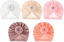 SEAUR - Turban Hat for Baby Newborn Hospital Hat Baby Head Wraps Infant Girl Beanie Hat with Bow Toddler Hat 6PCS