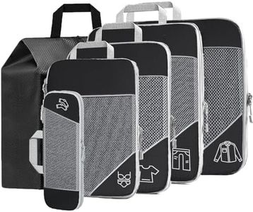 Teenza Compression Packing Cubes, 6 PCS Packing Cubes For Suitcases, Suitcase Organiser Bags Set for Travel & Home Storage, Black Travel Bags Organiser Cube for Suitcases Backpack Carry On Luggage